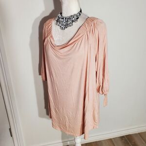 CABLE & GAUGE COLOR PINK 3/4 SLEEVE VISCOSE/SPANDEX SIZE 1X